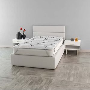 Topper gewatteerd met elastieken, carbon, Frans bed, 120 x 195 cm