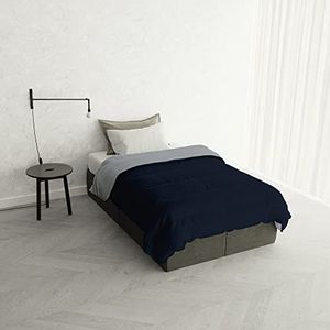 Italian Bed Linen Winter Dekbedovertrek ""Oslo"" Dubbelgezicht, Saffier/Platina, 150x200cm