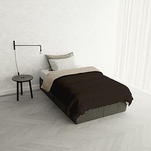 Italian Bed Linen Winter Dekbedovertrek ""Oslo"" Dubbelgezicht, Pine Cone/Cream, 200x200cm