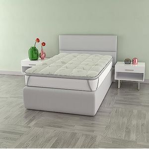 Italian Bed Linen Topper Wellness gewatteerd met elastieken, polyester, wit, eenvoudig 80 x 195 cm
