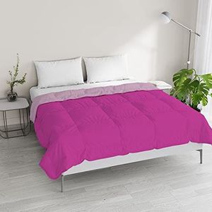 Italian Bed Linen Tweekleurige zomerdeken voor dromen en stemmingen, microvezel, lila/fuchsia, tweepersoonsbed