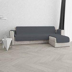 Italian Bed Linen Pinsonic Trend Gewatteerde bankovertrek met omkeerbaar schiereiland, donkergrijs, 190 cm