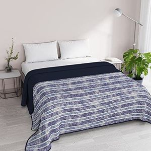 Italian Bed Linen Zomerdekbed van microvezel, fantasy, voor tweepersoonsbed, 260 x 270 cm, jeans strepen