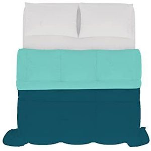 Italian Bed Linen Couette d'été Bicolore SOGNI E CAPRICCI, Vert Bouteille/Bleu Sarcelle 250x200 cm