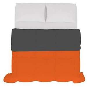 Italian Bed Linen Couette d'été Bicolore SOGNI E CAPRICCI, Orange/Gris foncé 250x200 cm