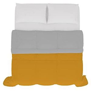 Italian Bed Linen Zomerdekbed, tweekleurig, SOGNI E CAPRICCI, ocre/lichtgrijs, 250 x 200 cm