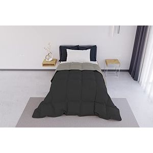 Italian Bed Linen Couette d'hiver Elegant Deux Tons, Gris foncé/Gris Clair, 170x260 cm