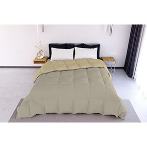Italian Bed Linen Elegant winterdekbed, tweekleurig, taupe/crème, 260 x 260 cm