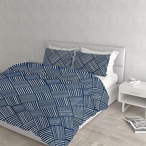 Italian Bed Linen Dekbedovertrek van microvezel Dafne, Citylife Blue, tweepersoonsbed