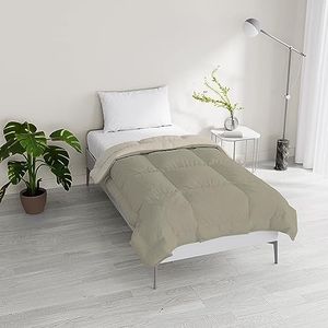 Italian Bed Linen Couette d'hiver rembourrée bicolore Rêves et Capricci, Taupe/Crème, place et demie 200 x 200 cm