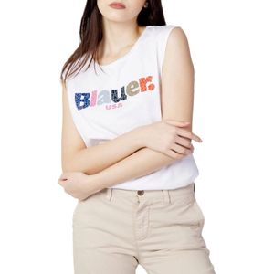 Blauer - Fragmented Logo - Top - Wit - Katoen - Mouwloos