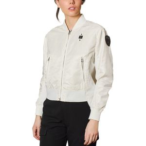 Blauer - Satin Bomber Jacket - Wit - Dames - Met Voorzakken