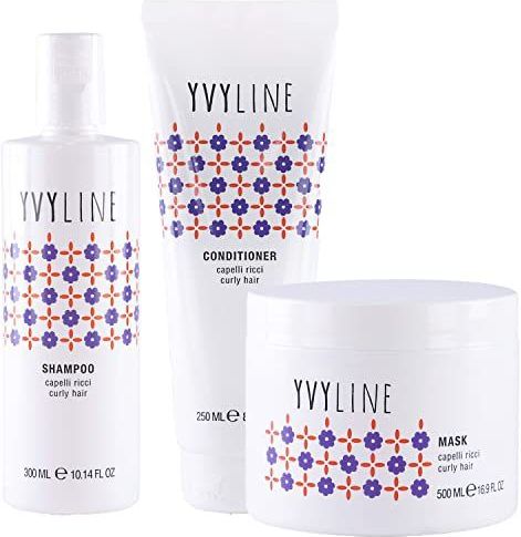 YVYLINE KIT per Capelli Ricci - Shampoo Curly Girl Method + Conditioner balsamo + Maschera| Super-idratante per ricci definiti e leggeri | Set 3 pezzi