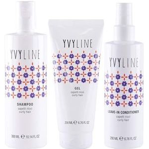 YVYLINE Haarset voor krullend haar, shampoo, krullen, haargel, krullen + leave in conditioner, 3-delige set, Curly Girl Yvyline systeem, wassen en definitie