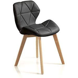 Oresteluchetta Set 2 stoelen Spark Black, PU Leather, Zwart, H.77 x B.48 x D.55, 2 stuks