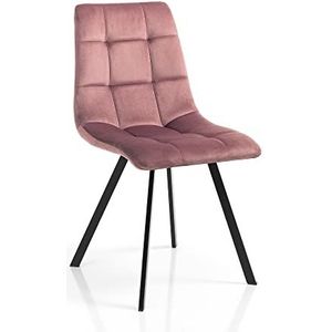 Oresteluchetta Set 4 stoelen Amelie Pink, Fluweel, poederroze, H.87 L.44 P.56, 4 stuks
