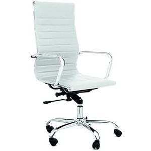 Oresteluchetta Bureaustoel Cary White, PU-leder, wit, H.110/118 x L.55 x D.60