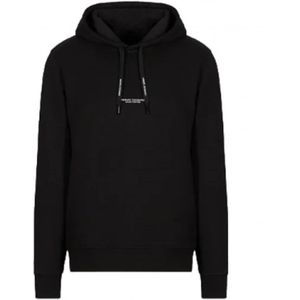 A|X ARMANI EXCHANGE Herenhoodie met logo aan de voorkant op de rug, zwart, klein, zwart.