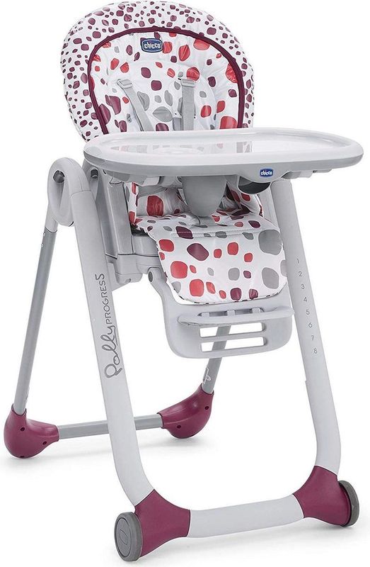 Chicco - Polly Progres5 - Eetstoel en Stoelverhoger - Rood - Kantelbare Rugleuning - 8 Hoogtes