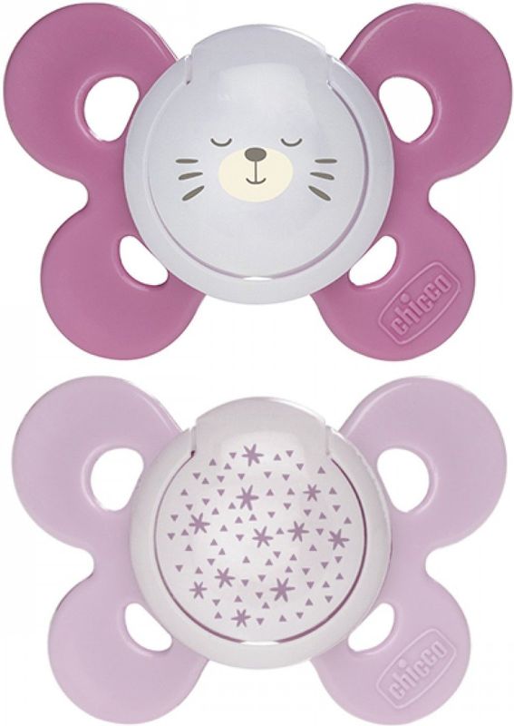 Chicco Physio Comfort Nacht Silikon Schnuller 2 Stück Pink Flieder 16-36m