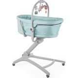 Chicco Baby Hug 4-in-1: Wiegje, Wipstoel, Kinderstoel en Hoge Eetstoel, met Speelboog, Verstelbare Hoogte en Rugleuning, 4 Wielen - 0 Maanden tot 15 kg, Lichtblauw