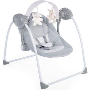 Chicco Relax & Play schommelzitje met automatische schommel voor baby, verstelbaar tot 5 snelheden, compacte sluiting - vanaf de geboorte tot 9 kg, grijs