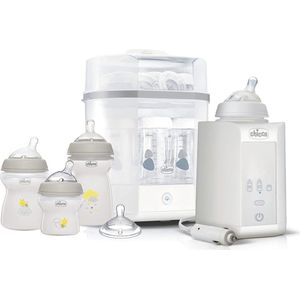 Chicco Starterset, sterilisator/flessenwarmer en babyflessenset