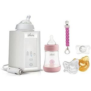 Chicco Perfect 5 starterset, meisjes, antieke fles, clip, flessenwarmer, rubber, roze