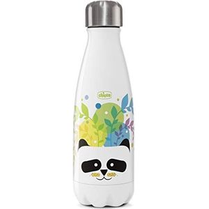 Chicco Fles van roestvrij staal, 350 ml, panda, wit