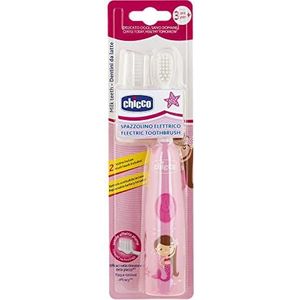 Chicco Elektrische tandenborstel roze met verwisselbare batterij en reserveborstelkop