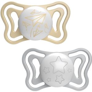 Chicco Physio Light Physio Forma Night fopspeen 6-16 m Grey/Gold 2 st