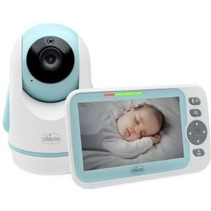 Chicco Video babyfoon Evolution, gemotoriseerde, draaibare camera voor baby's en kinderen met 5 inch kleurenscherm, 220 m bereik, nachtzicht, thermometer, witte ruis, microfoon en luidspreker