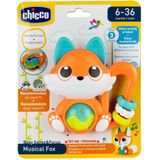 Chicco Fox Musical rammelaar, elektronisch speelgoed met geluiden en handactiviteiten, bijtoren bij tanden, ontwikkeling van handmatige en visuele vaardigheden, voor kinderen van 6 tot 36 maanden