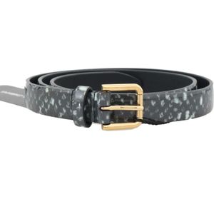 Dolce & Gabbana Damesriem in Zwart Wit Leer met Patroon en Gouden Gesp