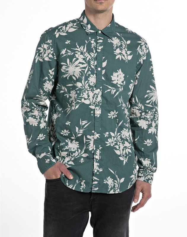 Replay - M4118 .000.74924 Overhemd - Blauw - Katoen