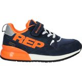 REPLAY Shoot Jr Suède Sneakers Blauw/Oranje