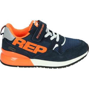 REPLAY Shoot Jr Suède Sneakers Blauw/Oranje