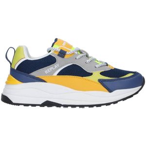Replay MERAK JR 9 Sneaker, 3357 Navy Lime Warm Yellow, 29 EU, 3357 Navy Lime Warm Geel, 29 EU