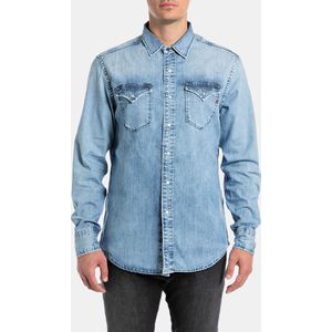 T-Shirt - Licht Blauw - 100% Katoen - Lange Mouw