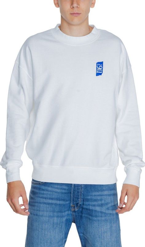 Effen Wit Sweatshirt Met Lange Mouwen En Ronde Hals