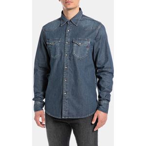 Replay Jeanshemd - Donkerblauw - Regular Fit - 6,5 OZ Deep Blue Denim