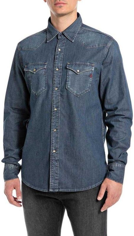 Replay M4981.000.26c70a Overhemd Met Lange Mouwen Blauw L Man