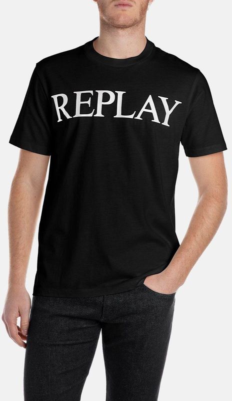 Replay Heren T-Shirt regular fit Zwart L Ronde Hals Volwassenen
