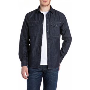 Replay - M4124 Herenhemd - Donkerblauw - Katoen