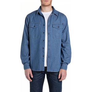Replay heren overhemd, 009, medium blue., XS