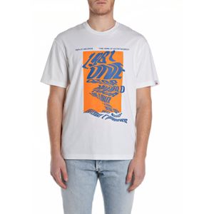 Replay Heren relaxed fit T-shirt van katoen, 011, natuurlijk wit., L