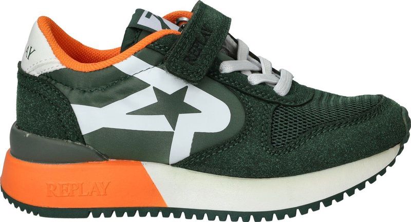 Replay - Sneakers - Groen - Oranje - Elastische Veter - Klittenbandsluiting
