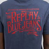 Replay - Heren T-shirt - Blauw - Katoen - Ronde Hals