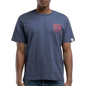 Replay - Heren T-shirt - Blauw - Katoen - Ronde Hals