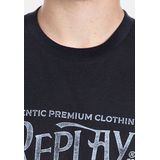 Replay - T-shirt - Blauw - Katoen - Vintage Logo